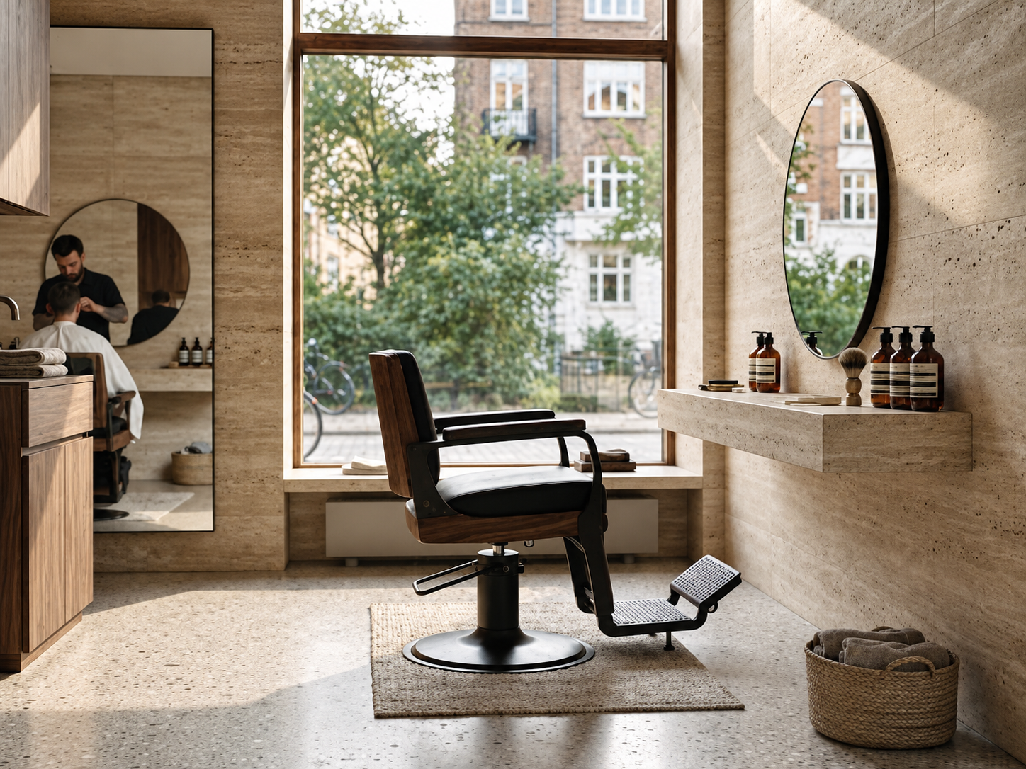 Travertine Atelier grooming studio in soft morning light